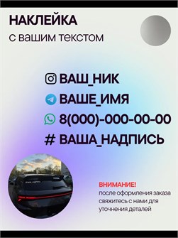 Наклейка на авто с вашим ником, 1 шт., 20 см., серебро. 00525619